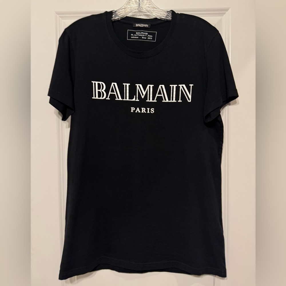Balmain Paris Black Crew Neck Tee